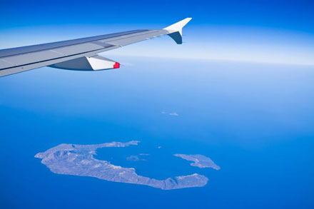 Flying to Santorini